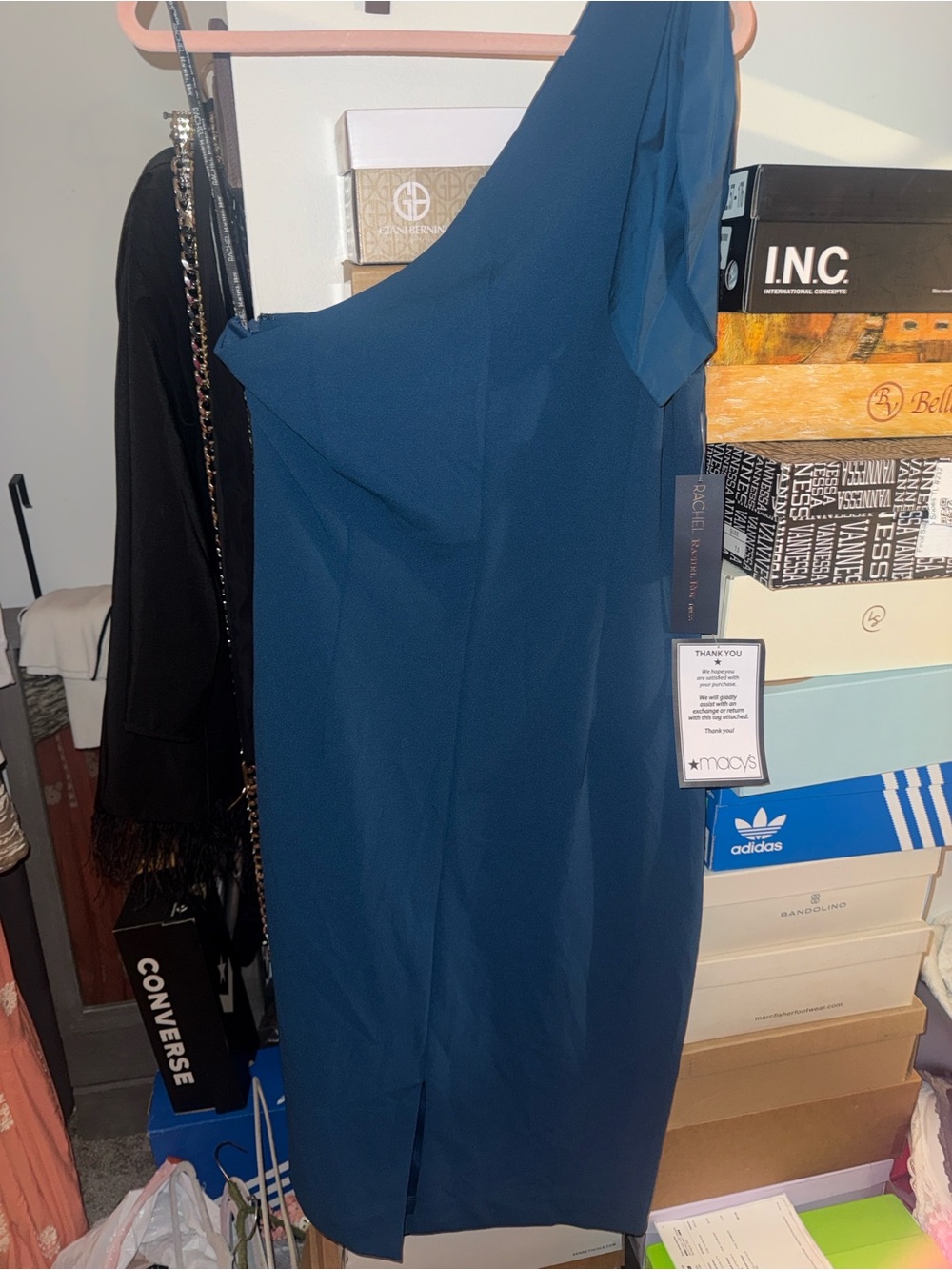 RACHEL Rachel Roy One-Shoulder Teal/Blue Dress - Picture 3 of 7